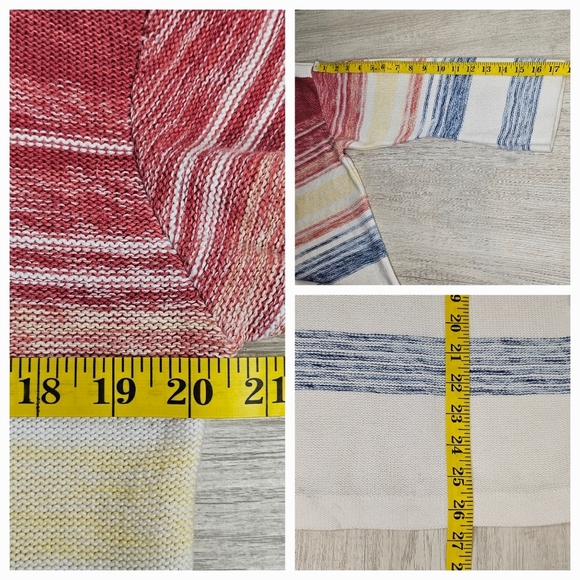 Brittany Black 100% Cotton Butter Yellow Red Popover Coastal Lagenlook Sweater L - Picture 9 of 9